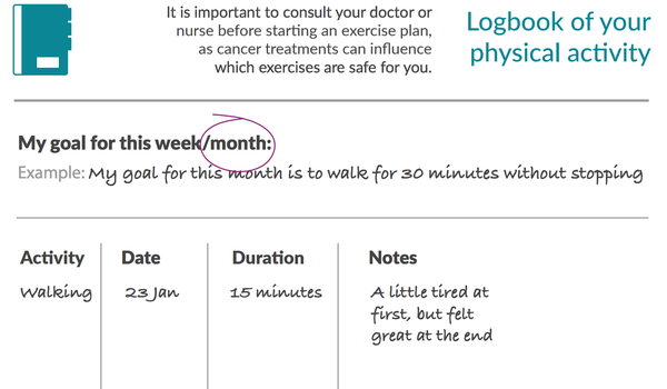 Physical activity logbook image